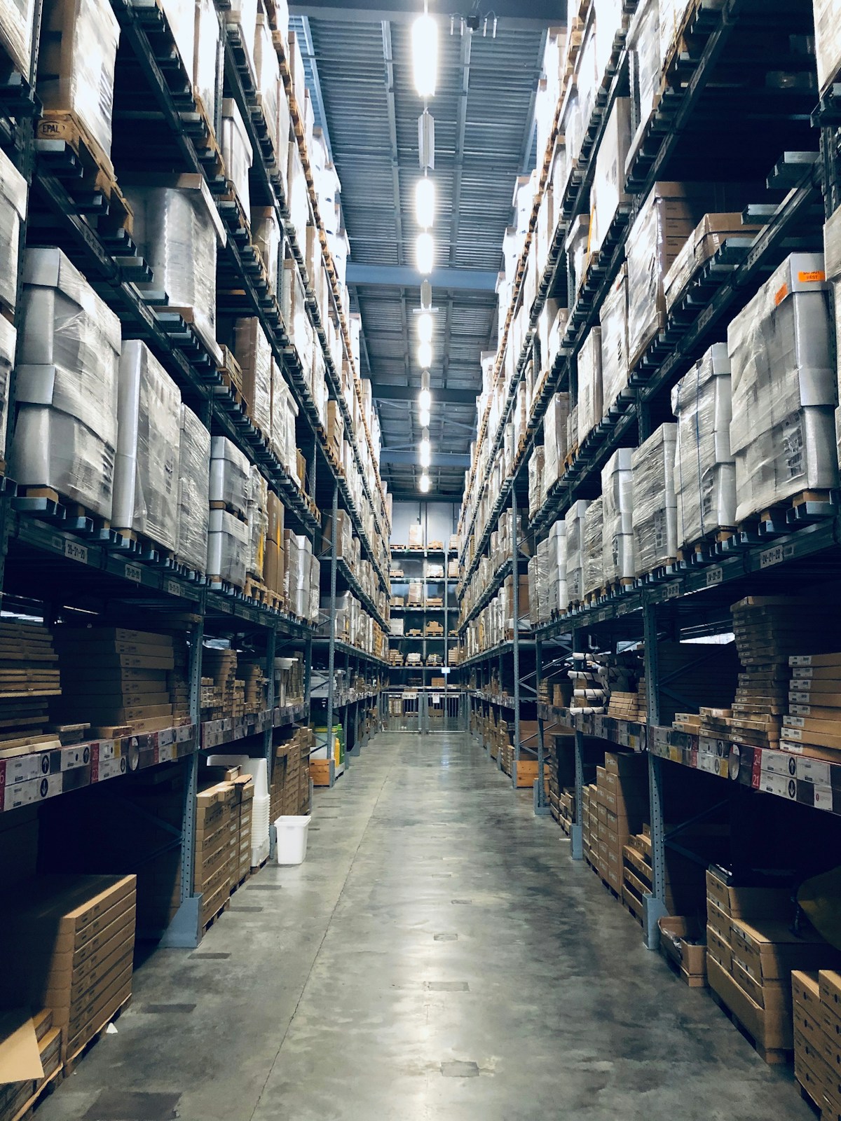 Stacked shipping boxes in a fulfillment setting